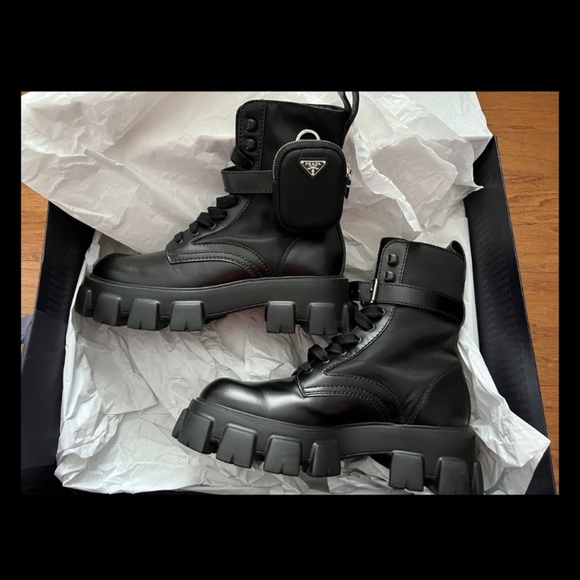 COPY - Men’s Prada Monolith Combat Boots Nylon Leather Chunky with Pouch can ne… - Picture 6 of 8